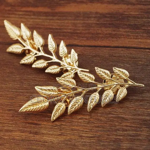 Vintage Wheat Leaf Branch Plated Neck Brooch Collar Pin - 1 Pair