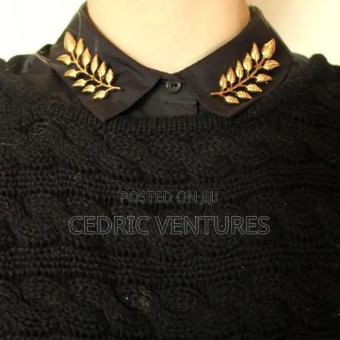Vintage Wheat Leaf Branch Plated Neck Brooch Collar Pin - 1 Pair