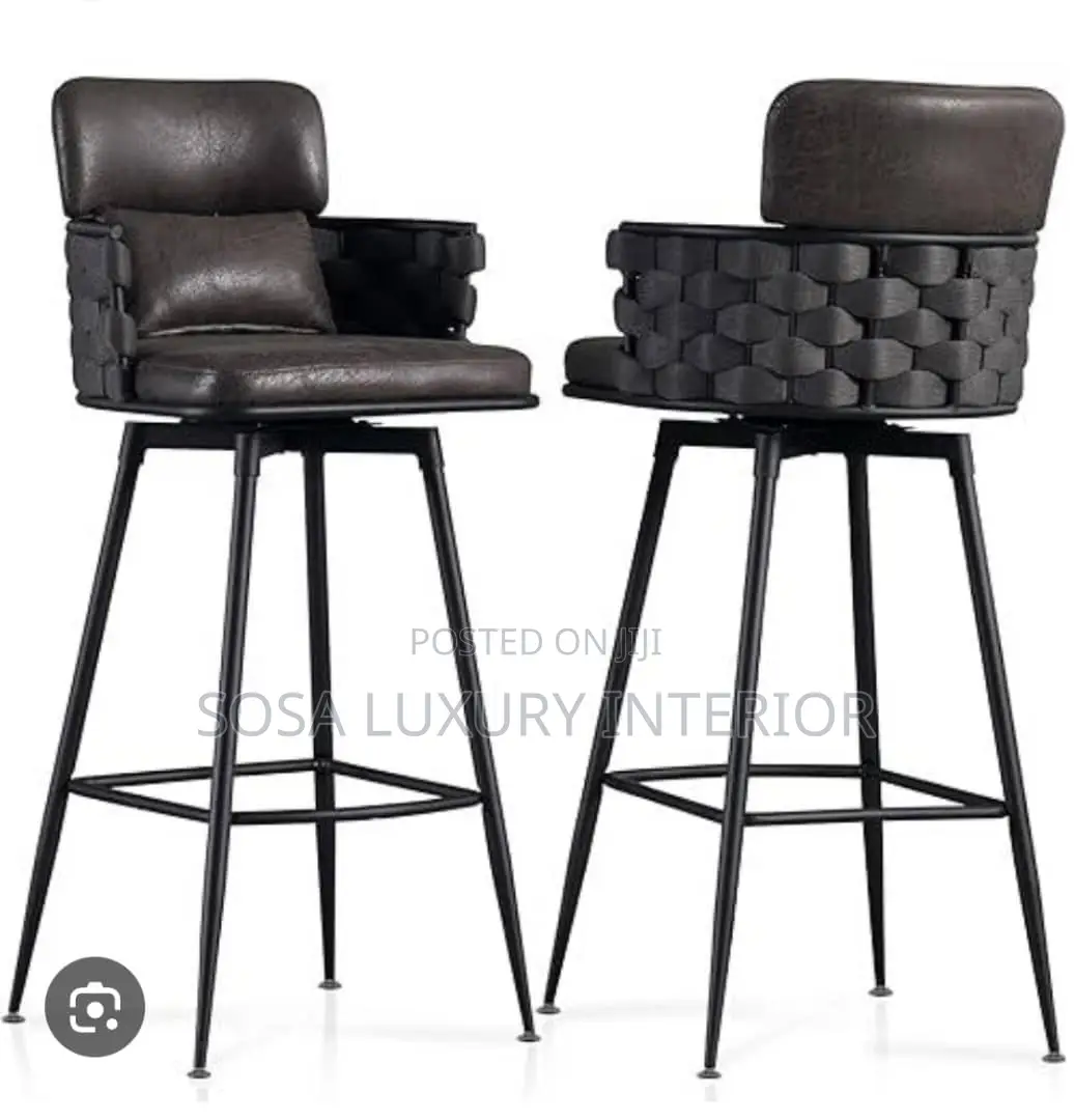 Premium Woven Leather Swivel Bar Stools