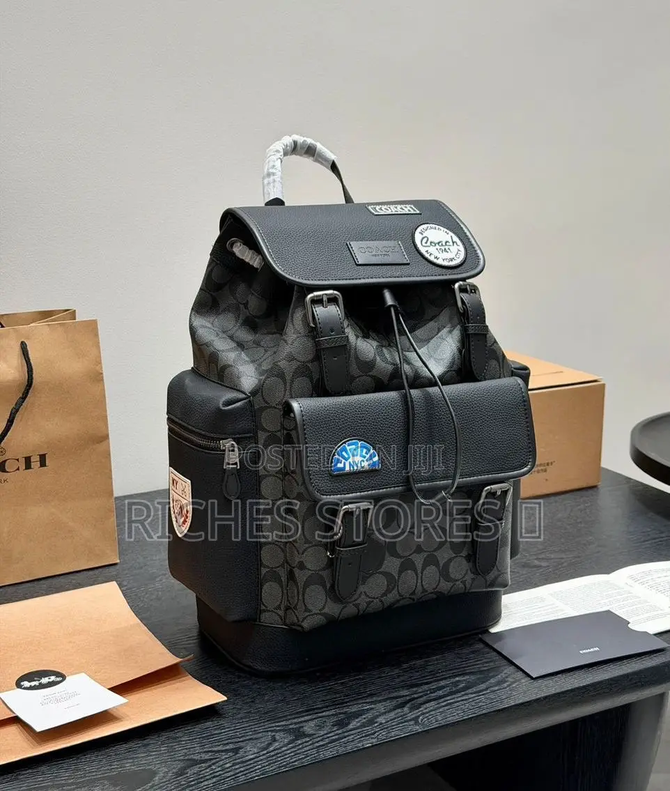 Premium Leather Black Coach Back Packs for High Value Men