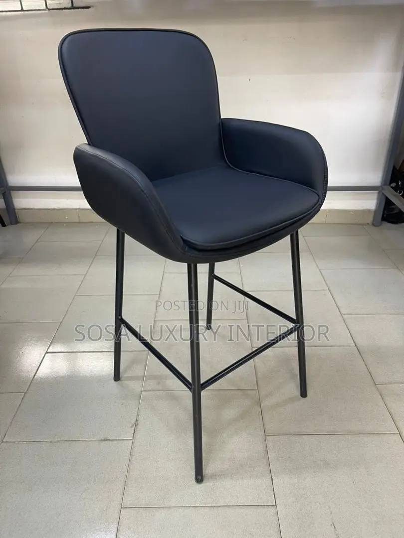 Black Upholstered Bar Stool With Arms