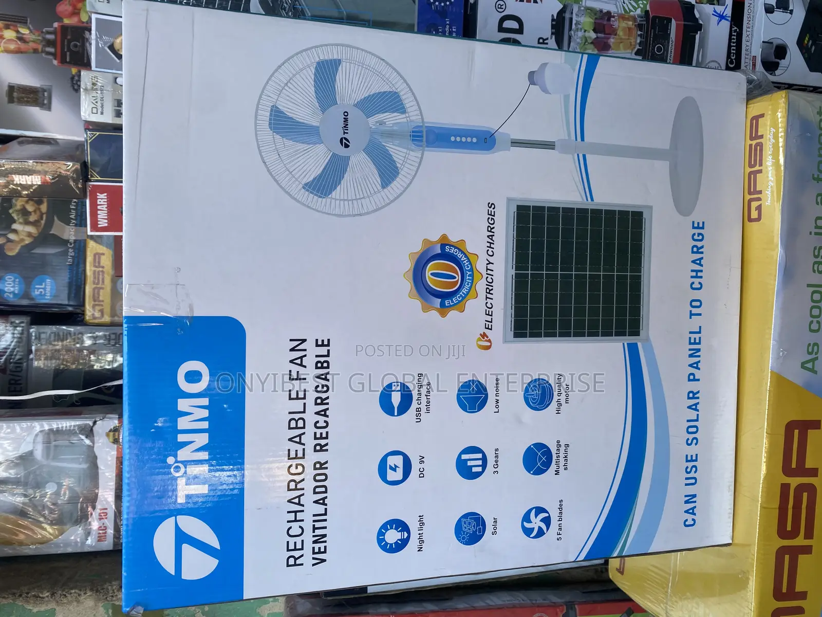 Rechargeable Solar Standing Fan