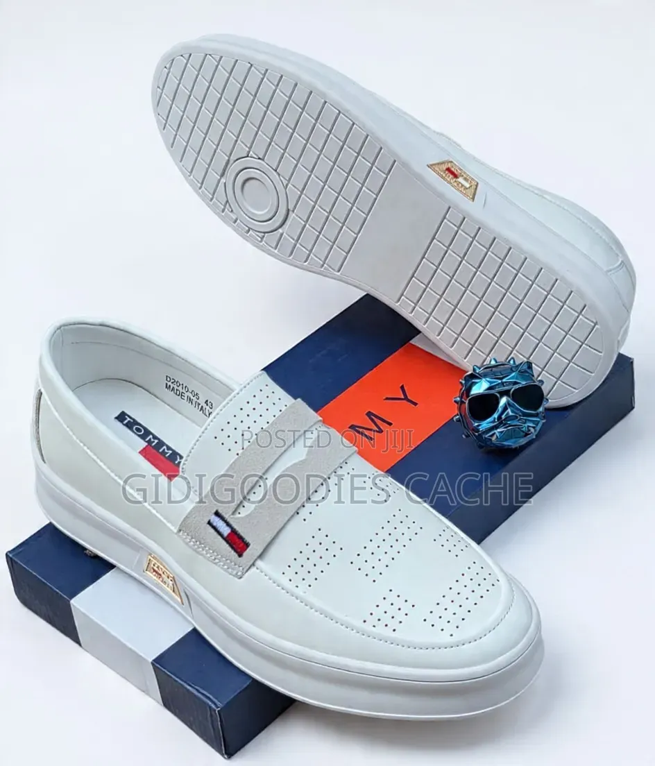 White Tommy Hilfiger Perforated Slip-on Loafers Size 40-46