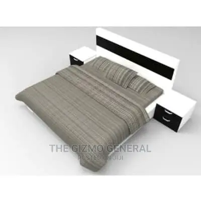 6 X 6 Feet Bedframe - White And Black With 2 Bed Side