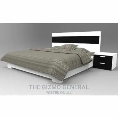 6 X 6 Feet Bedframe - White And Black With 2 Bed Side