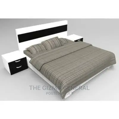 6 X 6 Feet Bedframe - White And Black With 2 Bed Side