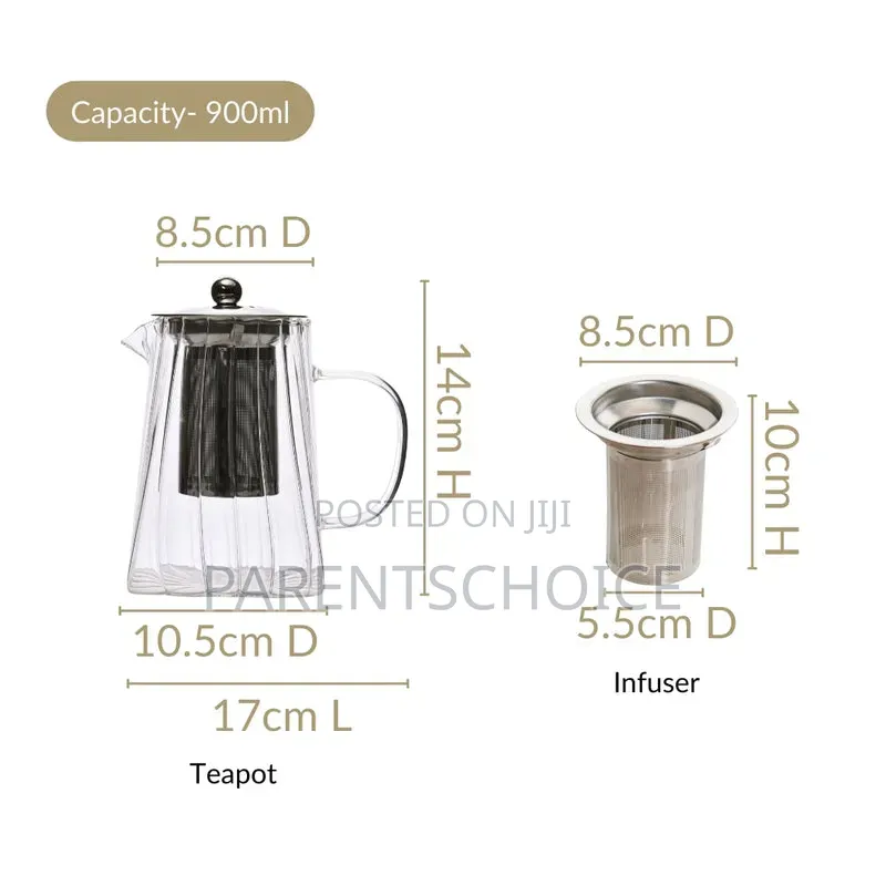 Glass Teapot With Strainer 900ml