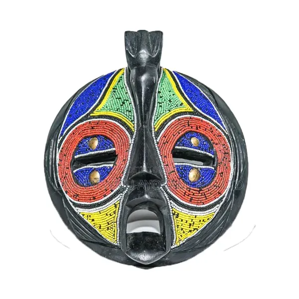 Round African Masks With Beads