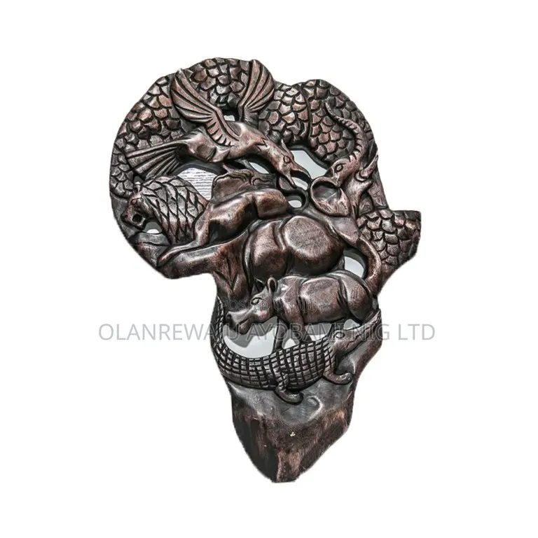 Wooden Decorative African Safari Map