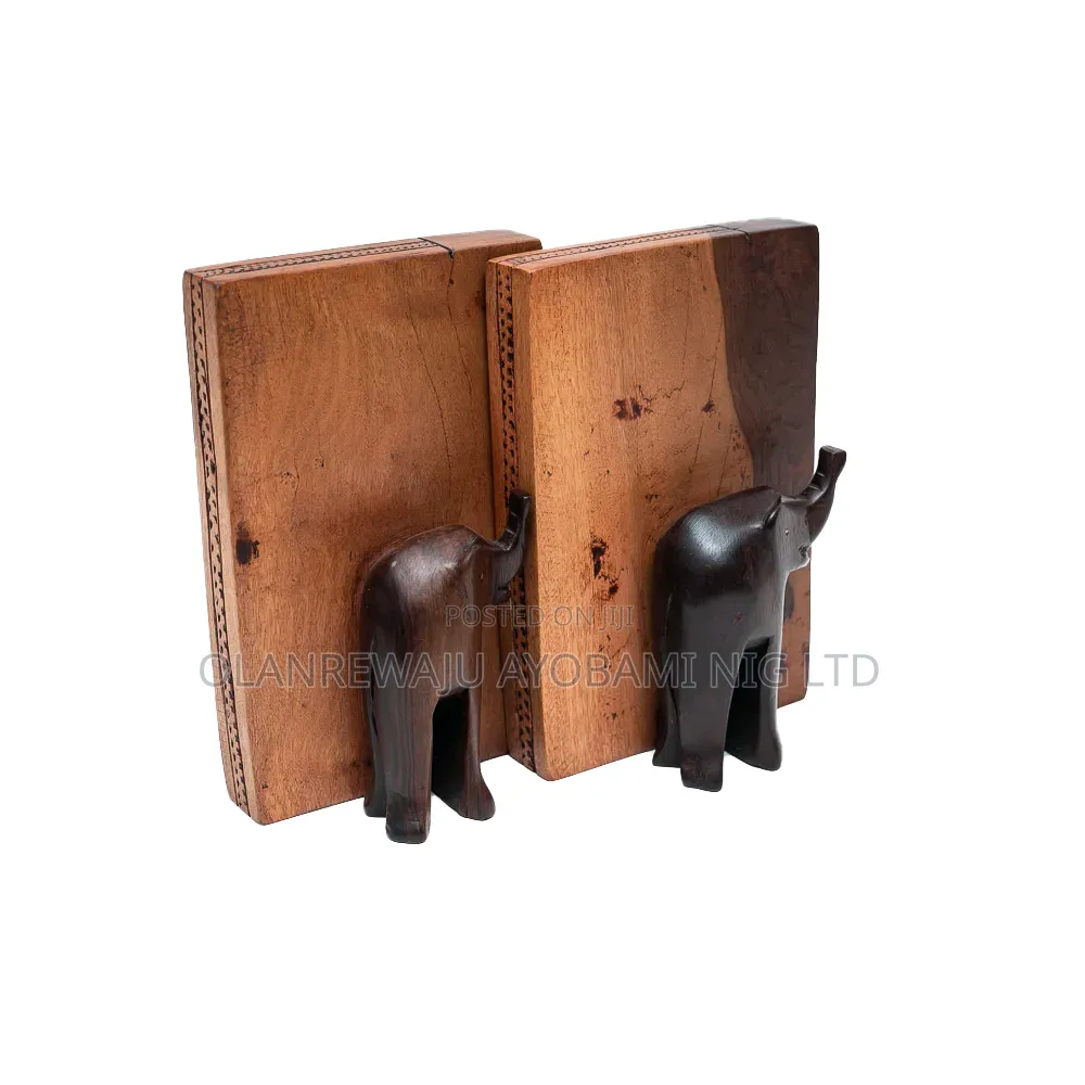 Wooden Elephant Sculpt Bookends