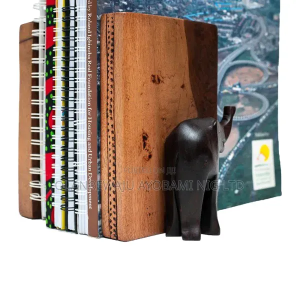 Wooden Elephant Sculpt Bookends