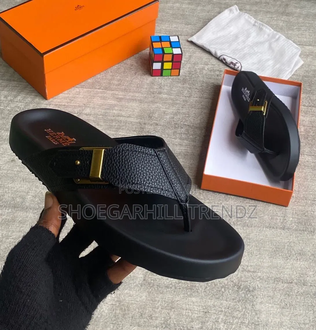 Men Shoes Leather Palm Slippers With Buckle