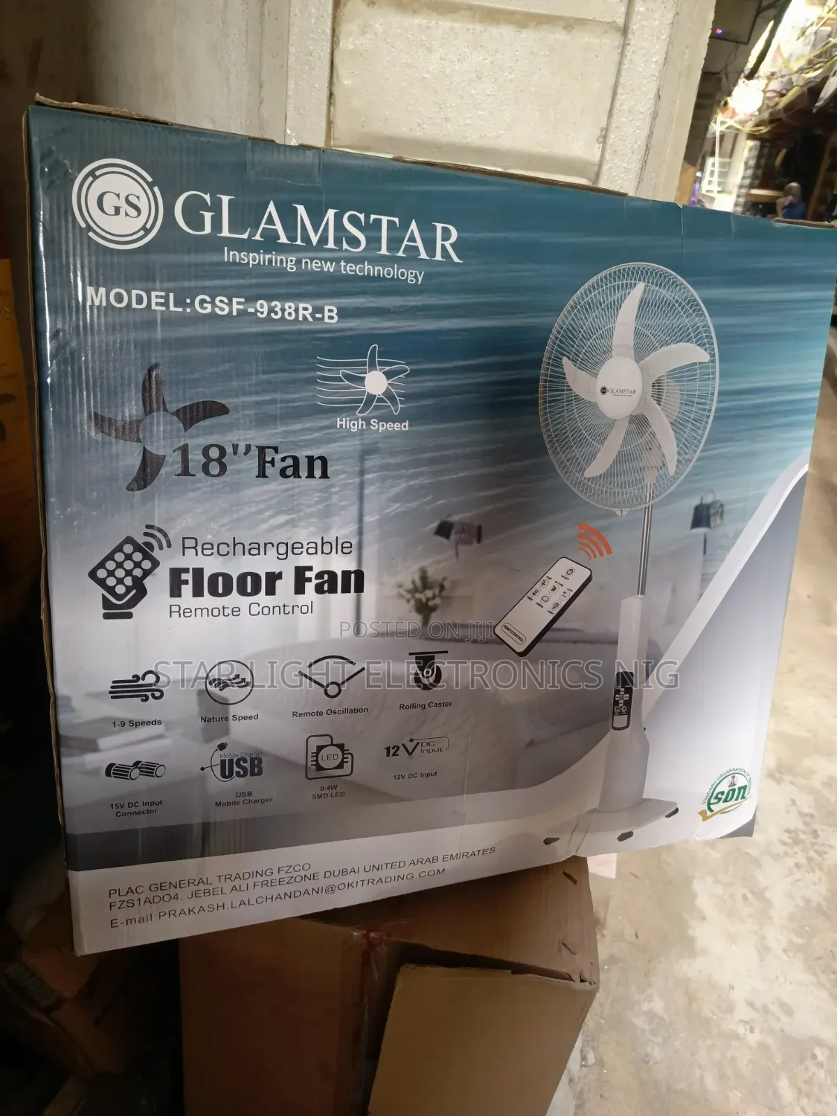 Glamstar 18 Inches Rechargeable Fan