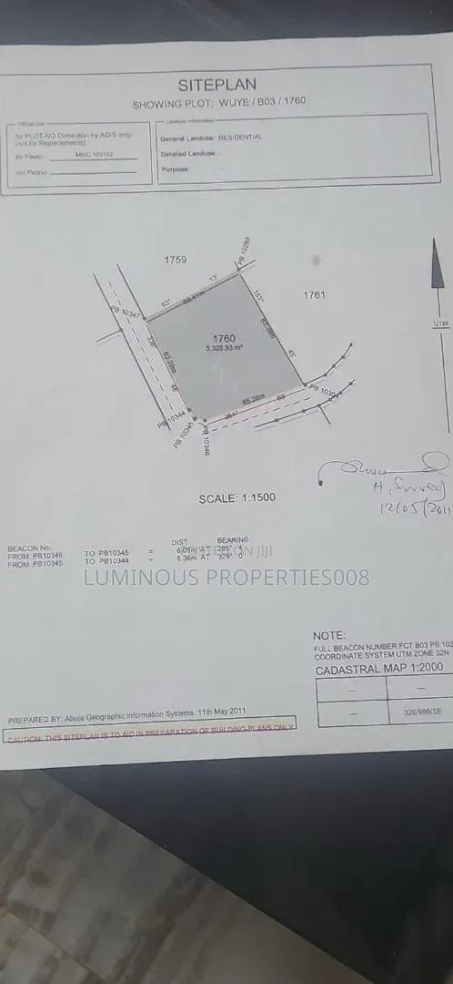 5325sqm Plot of Land Wuye Cofo
