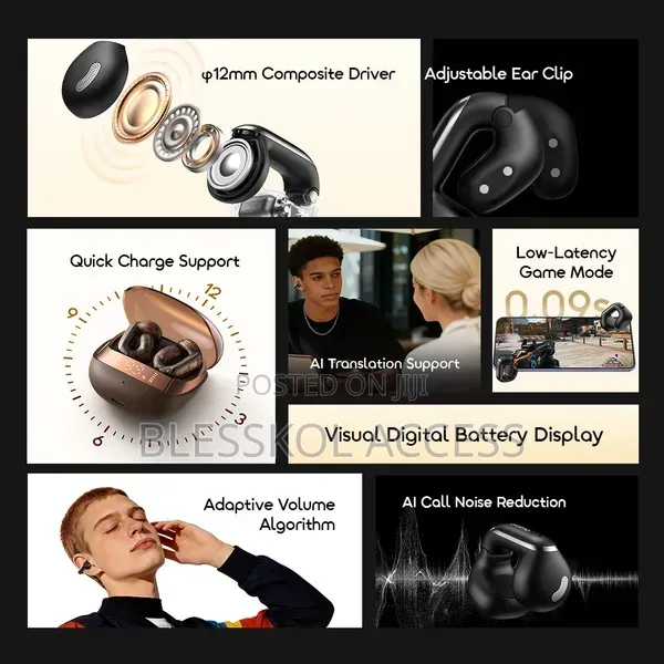 Oraimo Opensnap N2 Quick Charging Deep Bass Open-Ear Wireless Earbuds