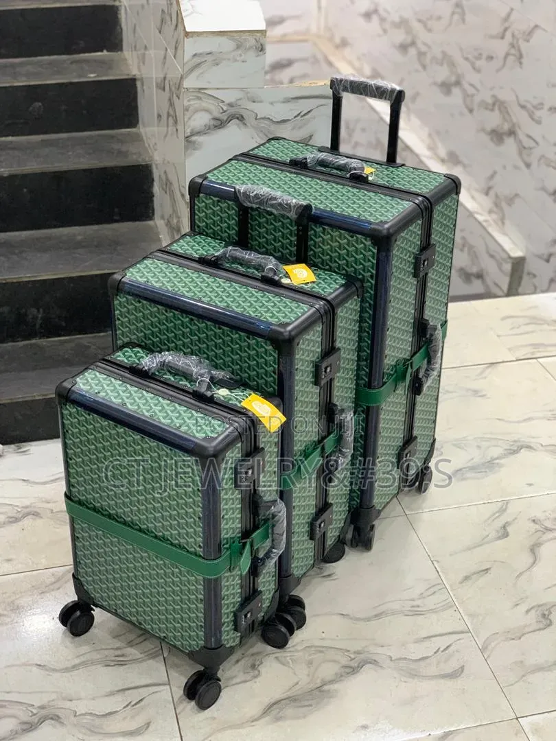 3in1 Luxury Green Monogram Luggage Set Hard Case Trolley Suitcase Set