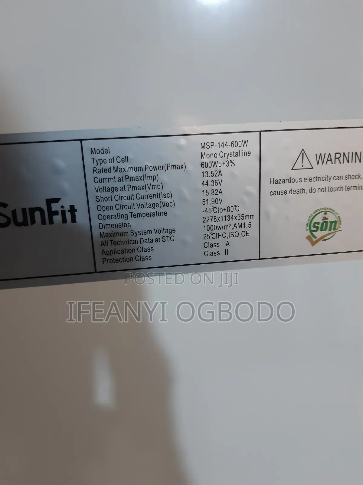 Sunfit Solar Panel 600w 144cell Brand New