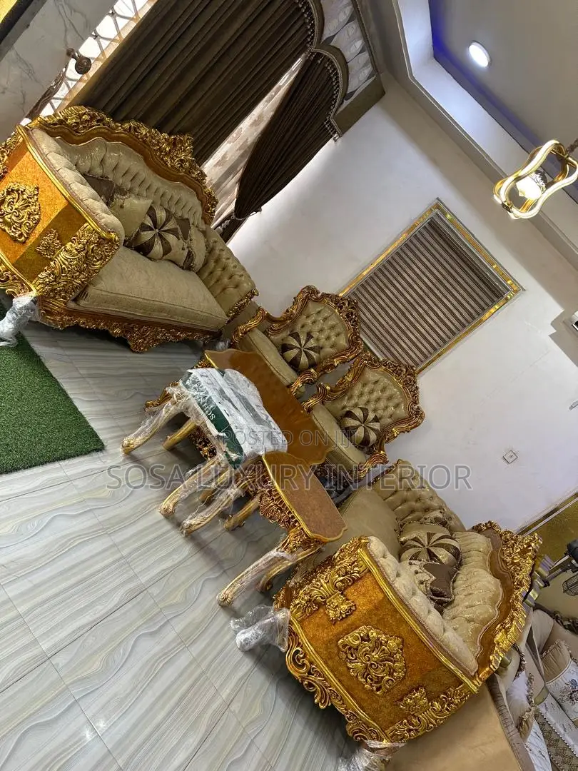 Luxury Royal Gold Tufted Sofa Set