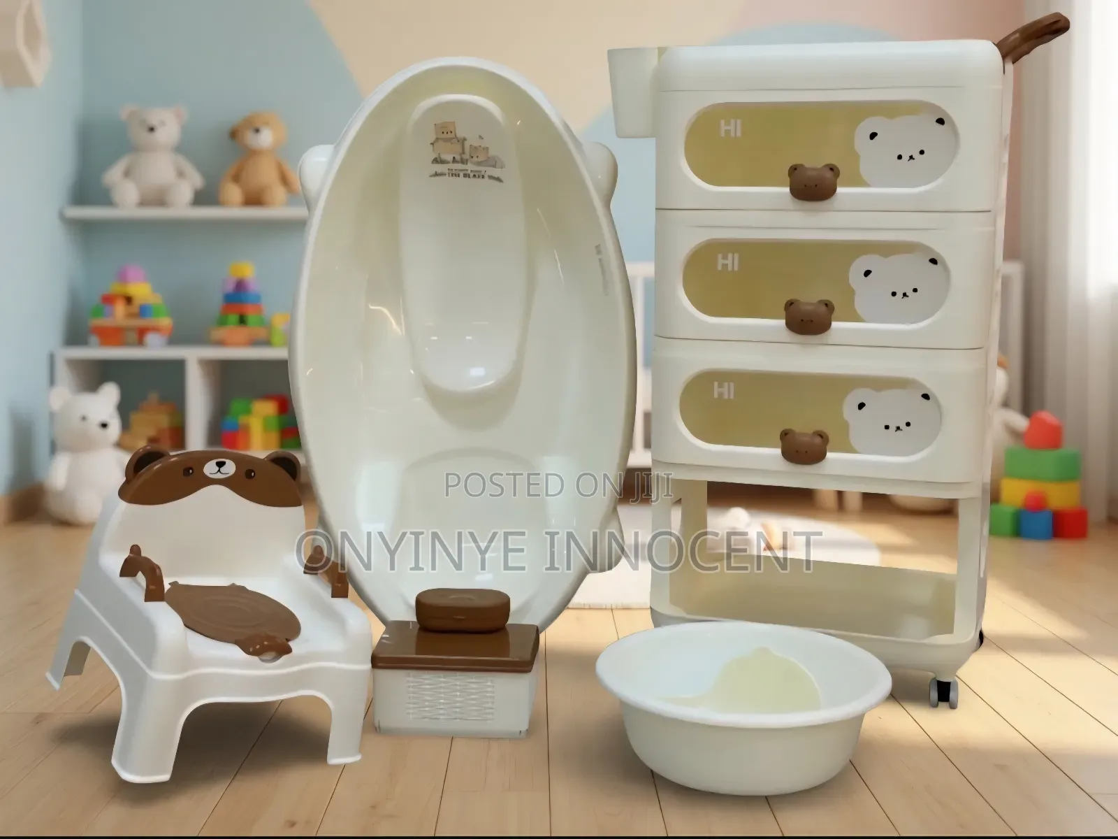 Premium 7-Piece Luxury Baby Bath Storage Organizer Set