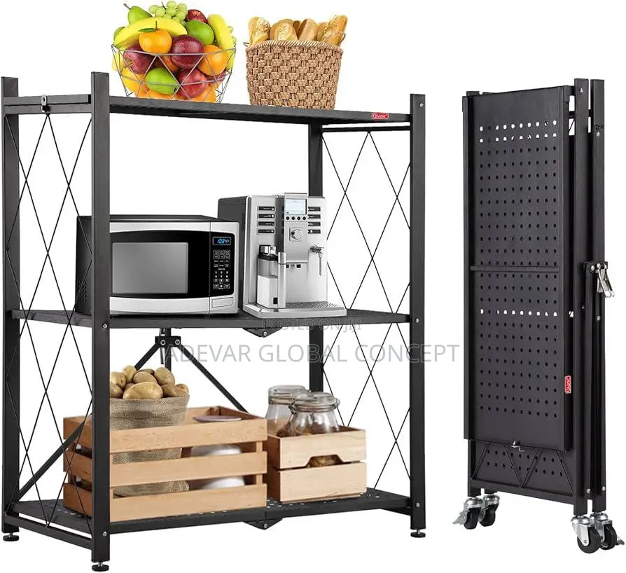 3 Layers Foldable Multipurpose Storage Rack With Wheels