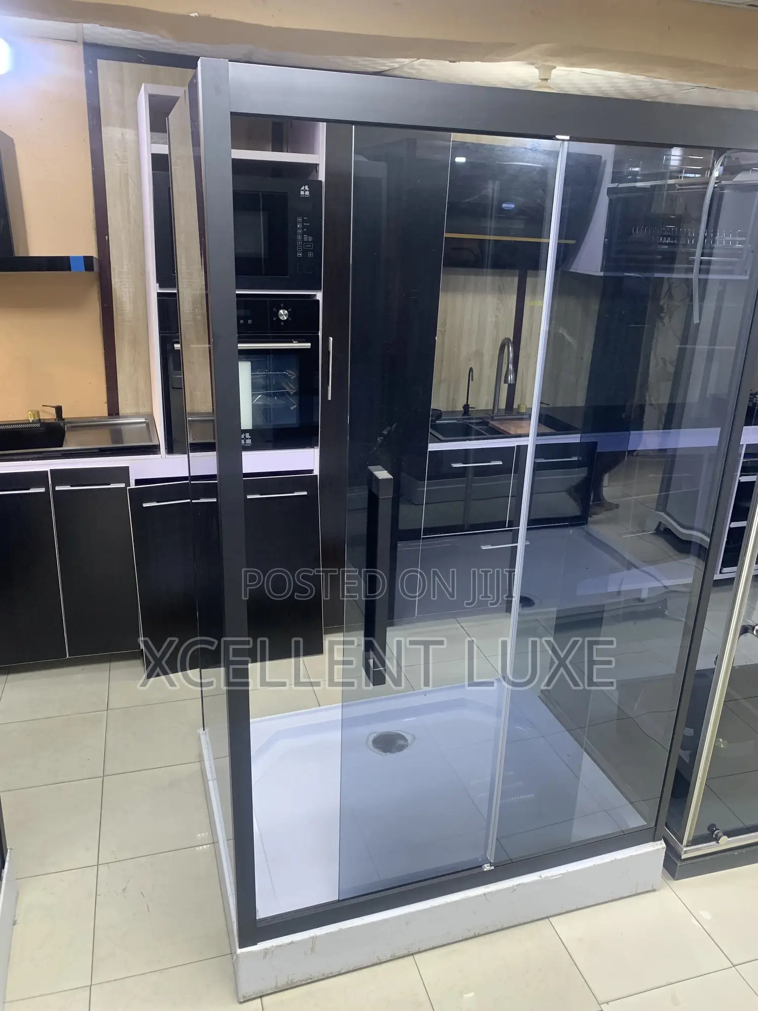 120x90cm Black Frame Shower Cubicle