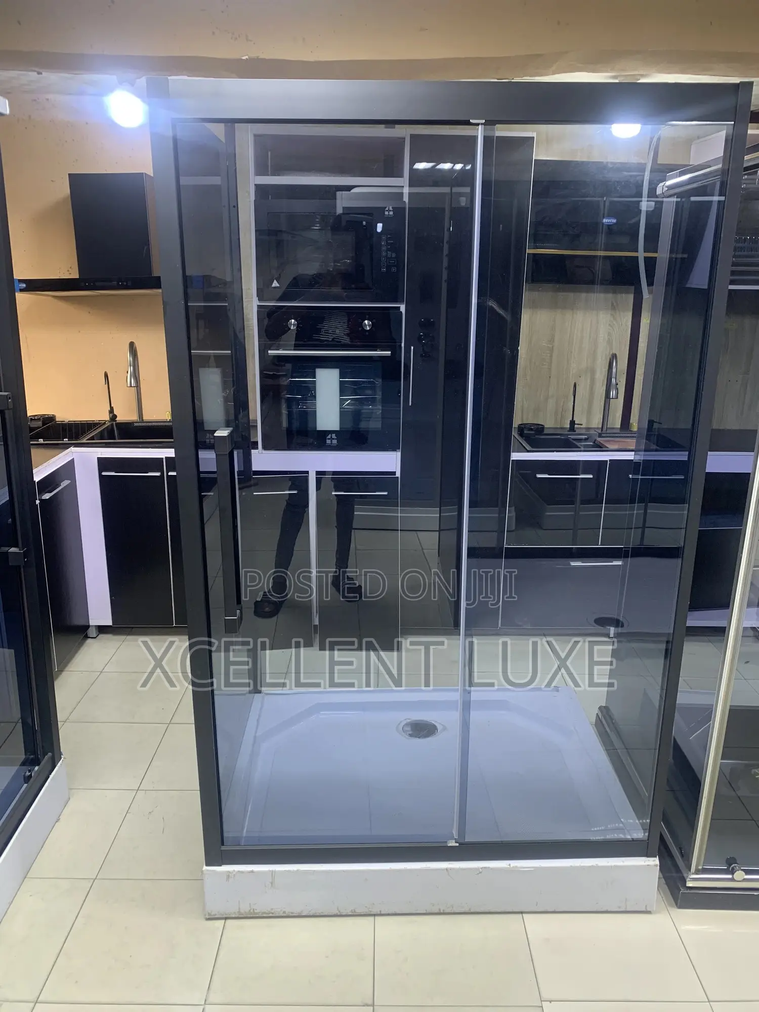 120x90cm Black Frame Shower Cubicle