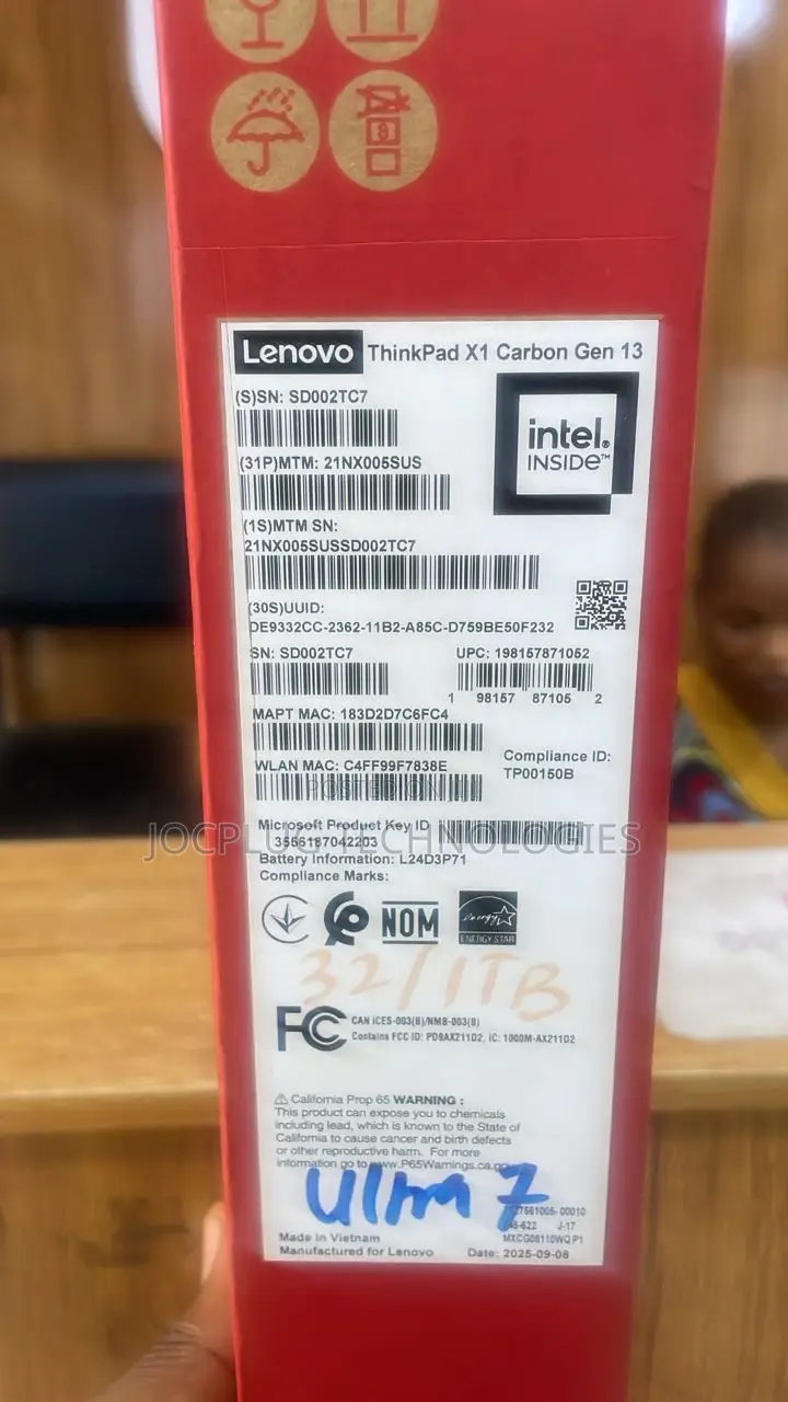 New Laptop Lenovo ThinkPad X1 Carbon 32GB Intel Core Ultra 7 SSD 1T