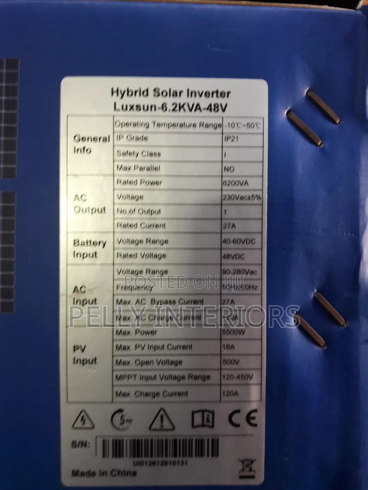 Luxsun 6.2kva 48volts Hybrid Solar Inverter