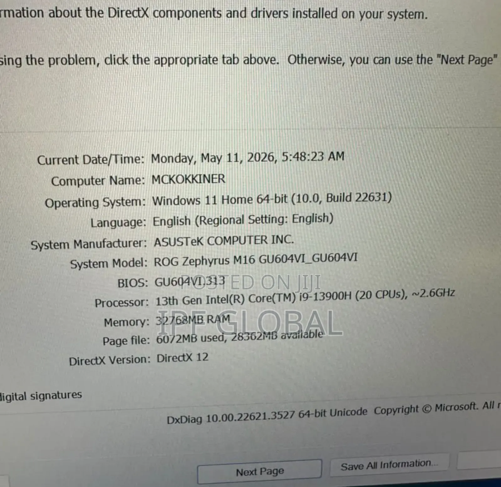 Laptop Asus ROG Zephyrus M16 GU603HR 32GB Intel Core i9 SSD 1T