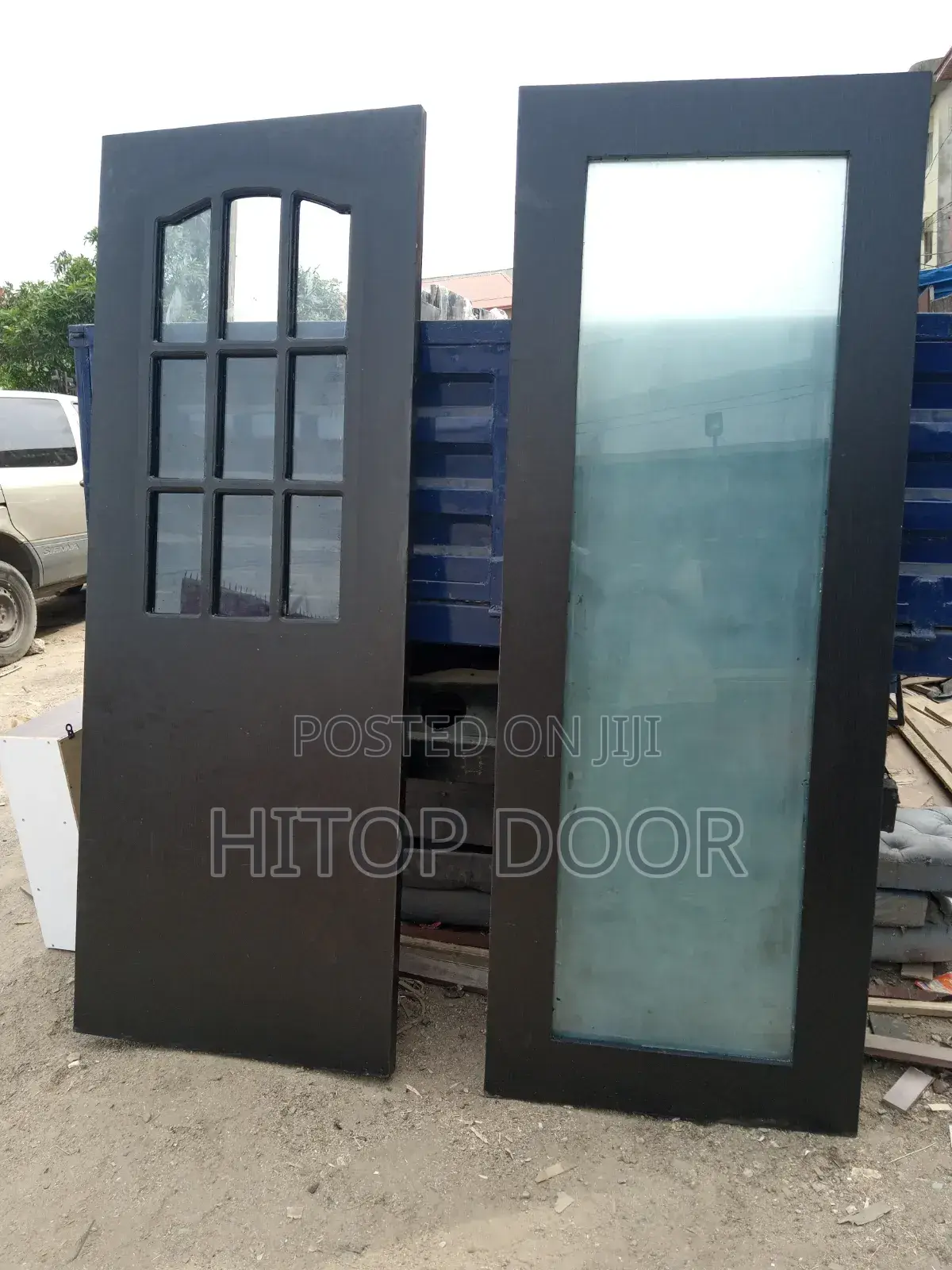 Hitops Black HDF Glass Door With Frame and Architrave