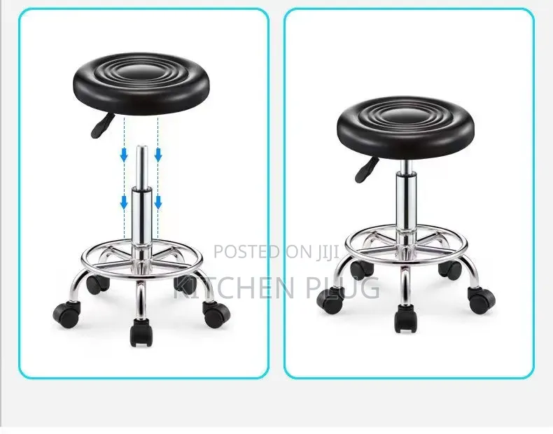 Height-Adjustable Swivel Revolving Stool With Wheels