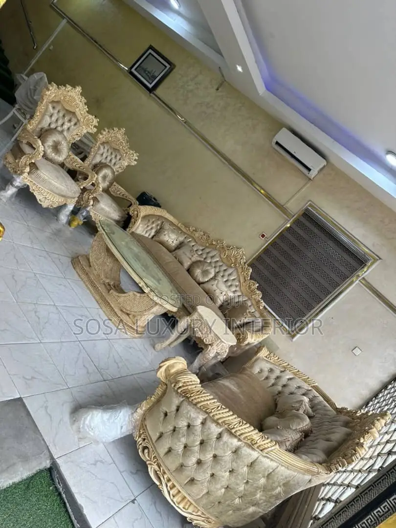 Premium Imported Egyptian Royal Luxury Sofa Set With Gold Carvings