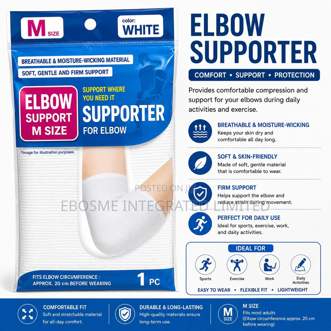 Elbow Supporter White 24cm (1pcs)