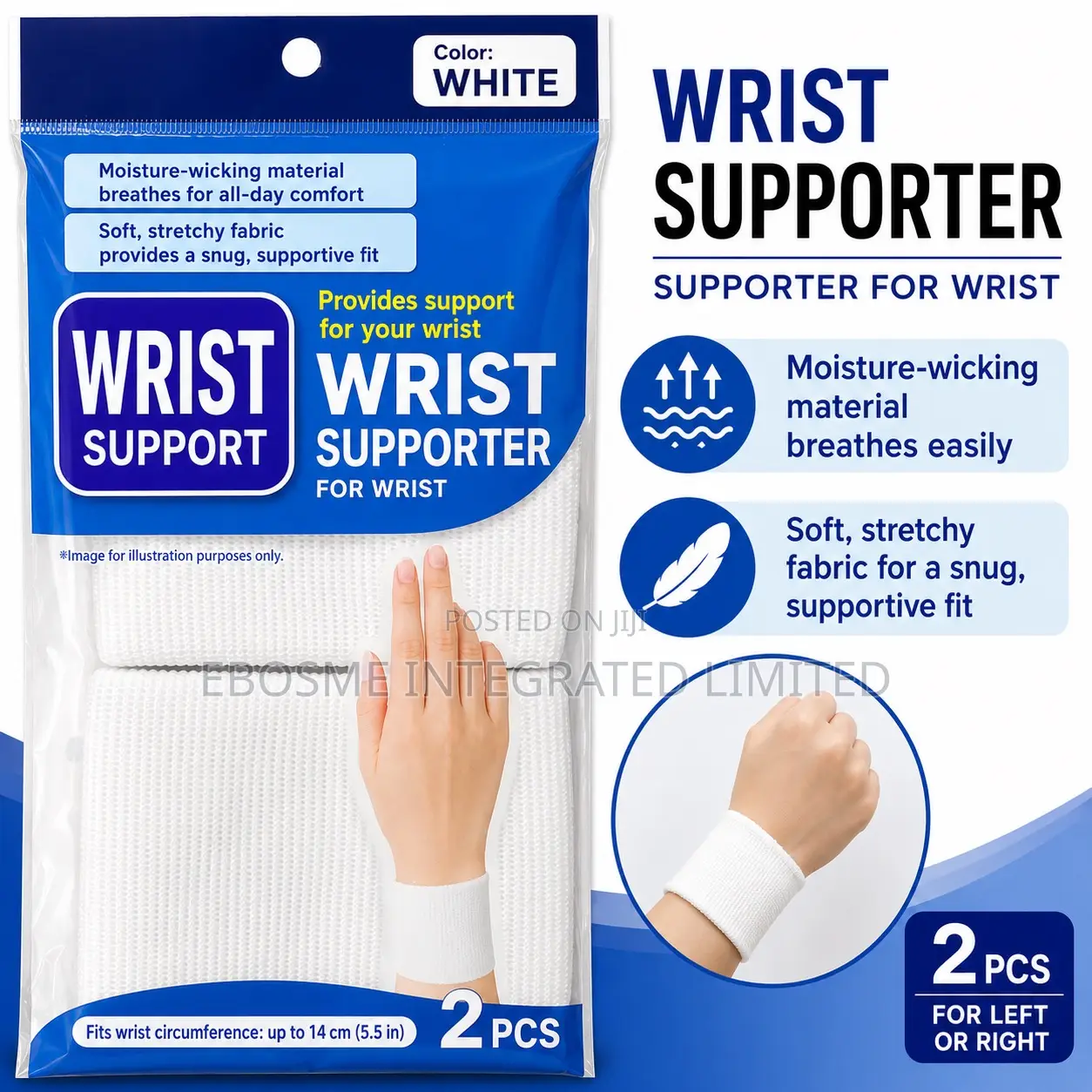 Wrist Supporter White 14cm (2pcs)