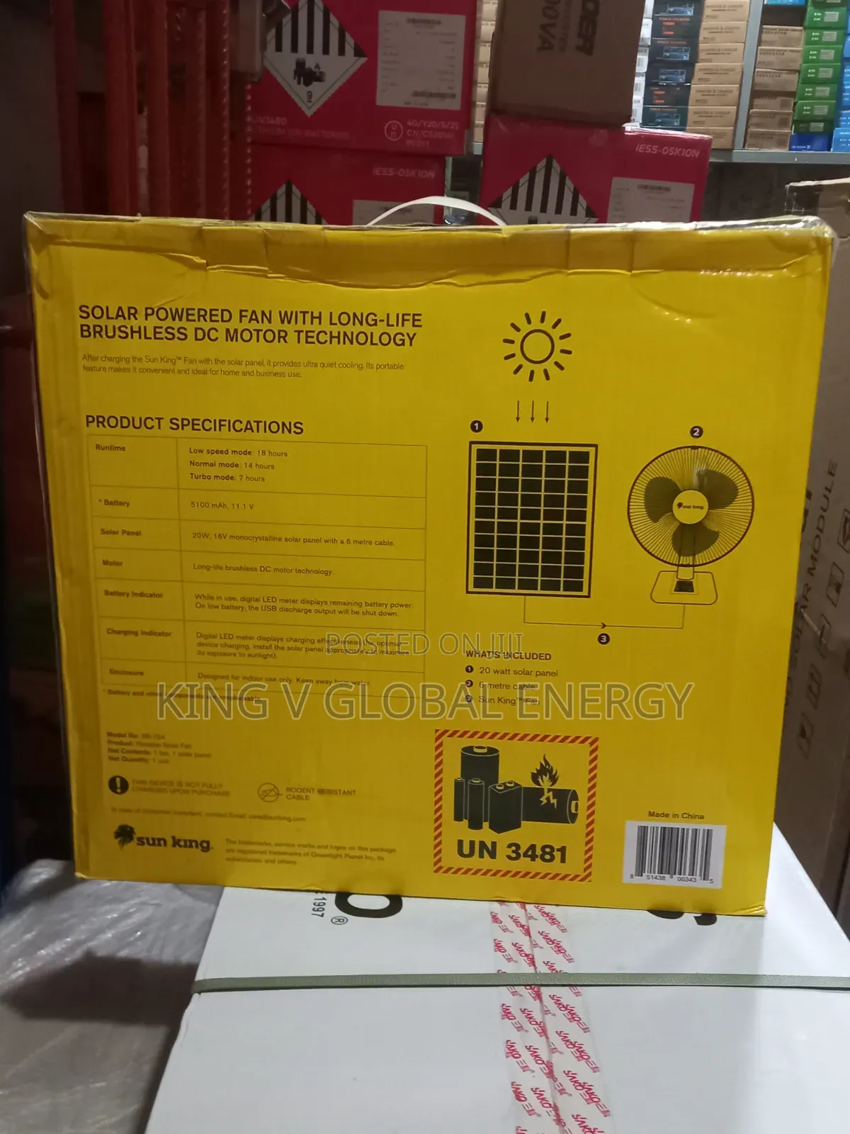 Sun King Solar Powered Fan With Ultra Quiet Cooling