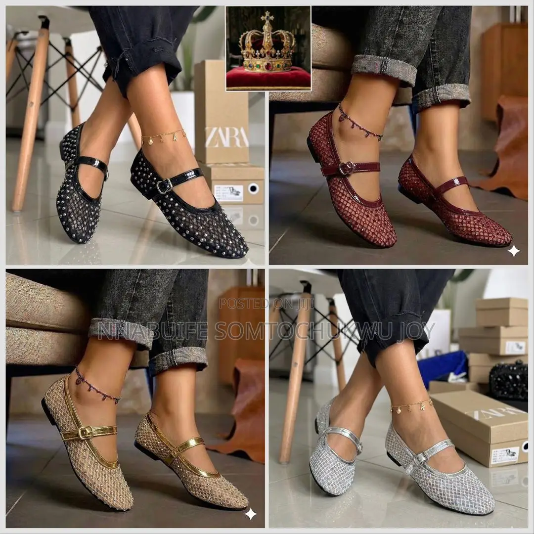 Trendy Rhinestone Mesh Mary Jane Flats - Elegant Breathable