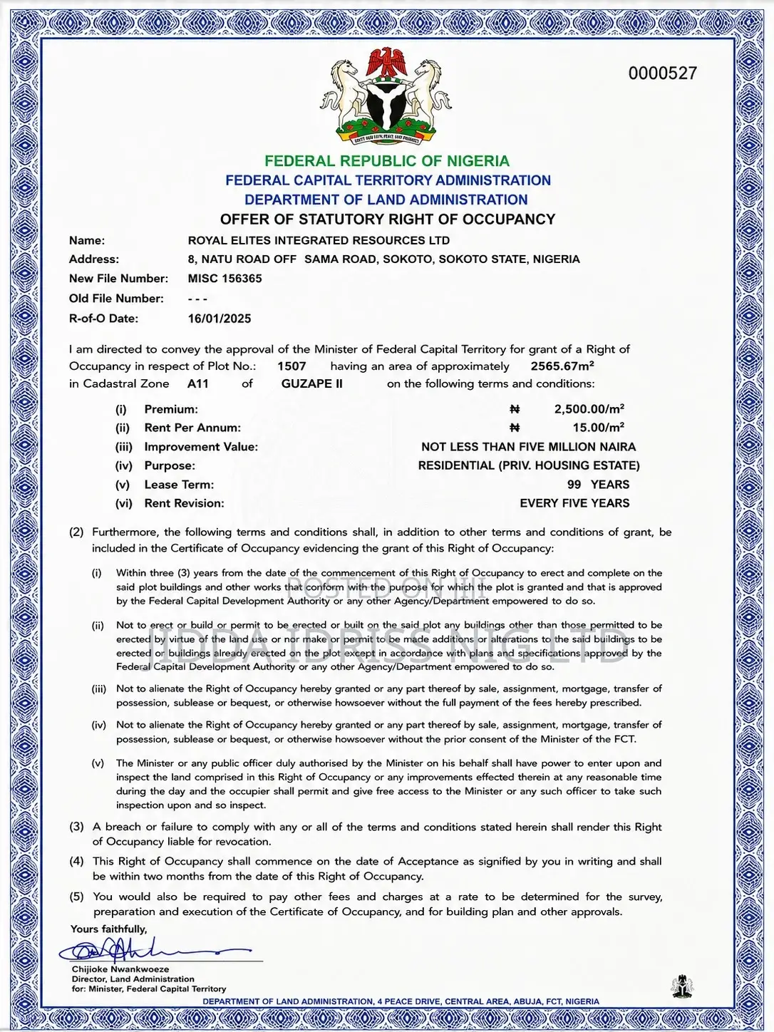 Exclusive Residential Land In Guzape Ii Abuja
