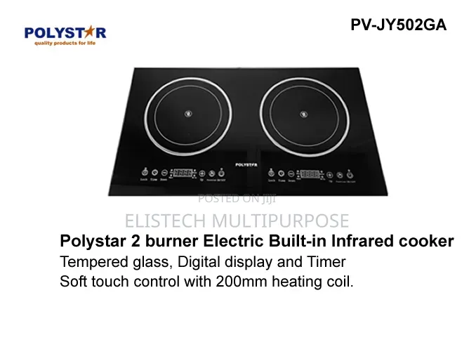 Polystar 2 Burner Built-in Infrared Cooker (Pv-Jy502ga)