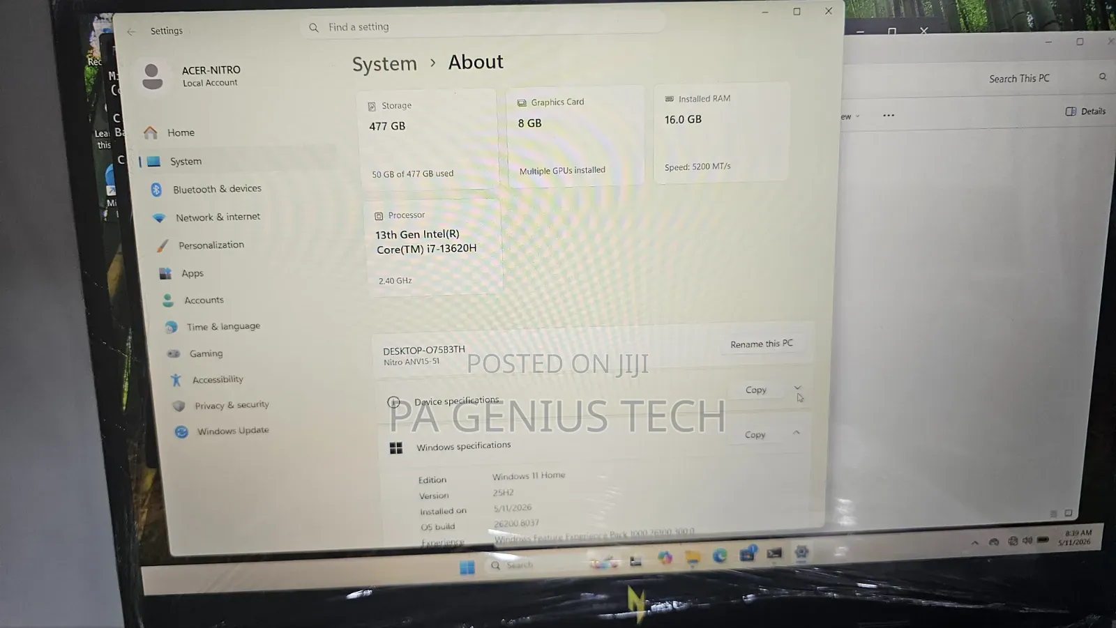 Laptop Acer Nitro 5 16GB Intel Core i7 SSD 512GB