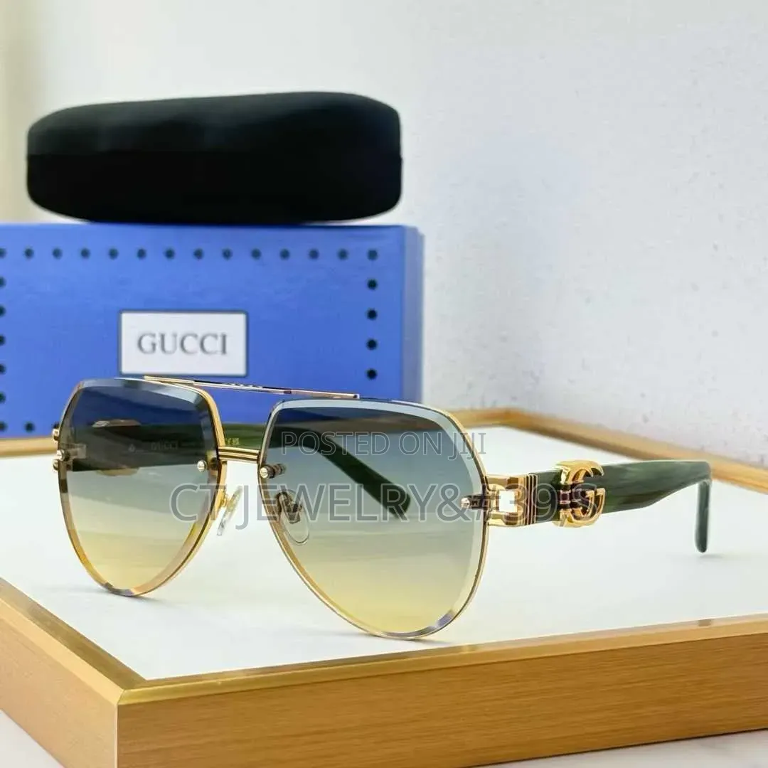 Luxury Designer Aviator Sunglasses Gold Frame, Gradient Brown Lenses