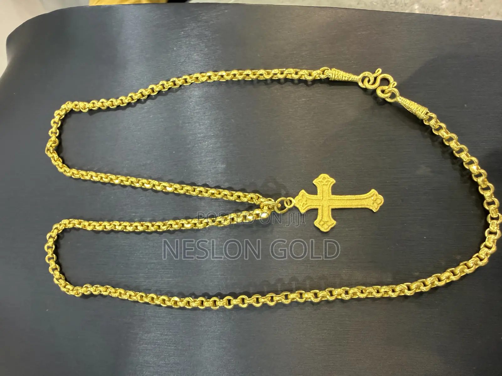 24karat Gold Necklace With Crucifix Pendant