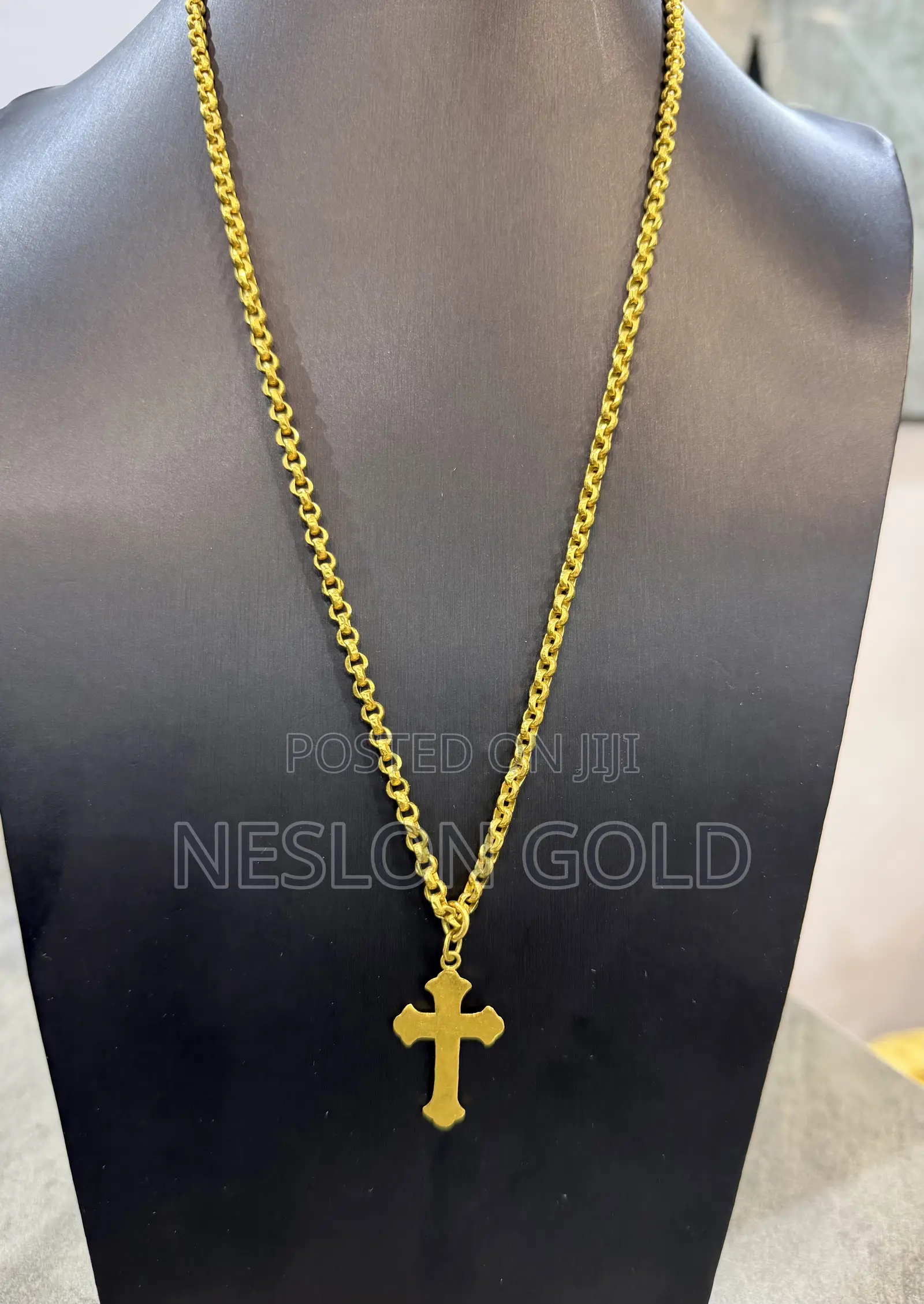 24karat Gold Necklace With Crucifix Pendant