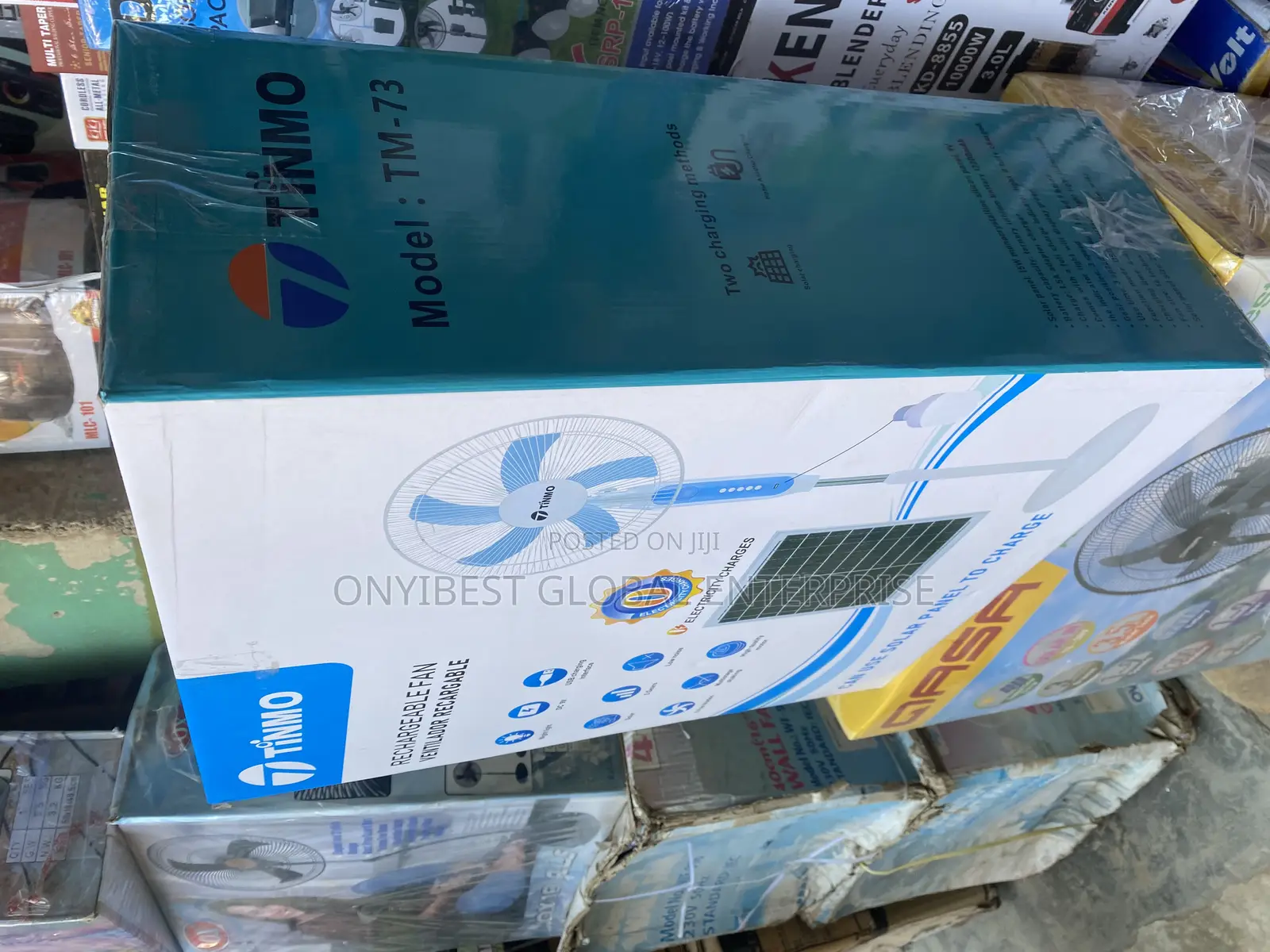 Solar Rechargeable Standing Fan Comes With Panel and Bulb With Adapter