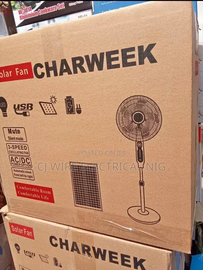 Charweek Solar Rechargeable Standing Fan