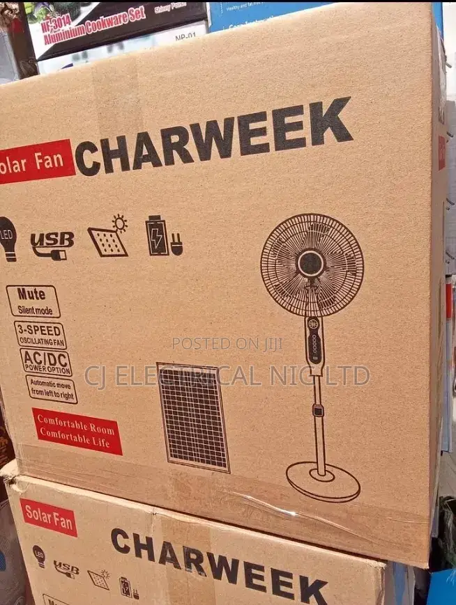 Charweek Solar Rechargeable Standing Fan