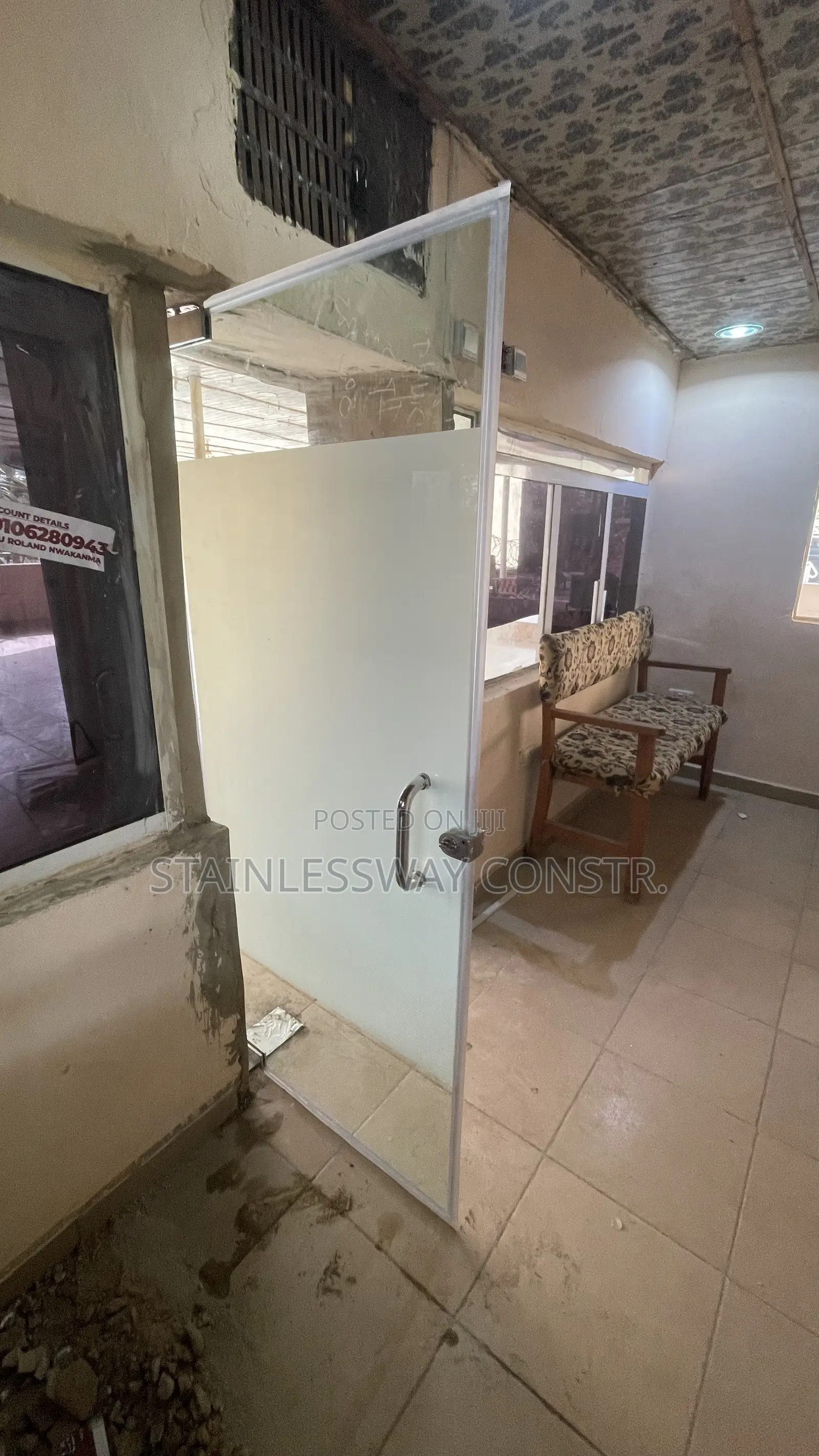 Single Swing Middle Frosted Glass Door