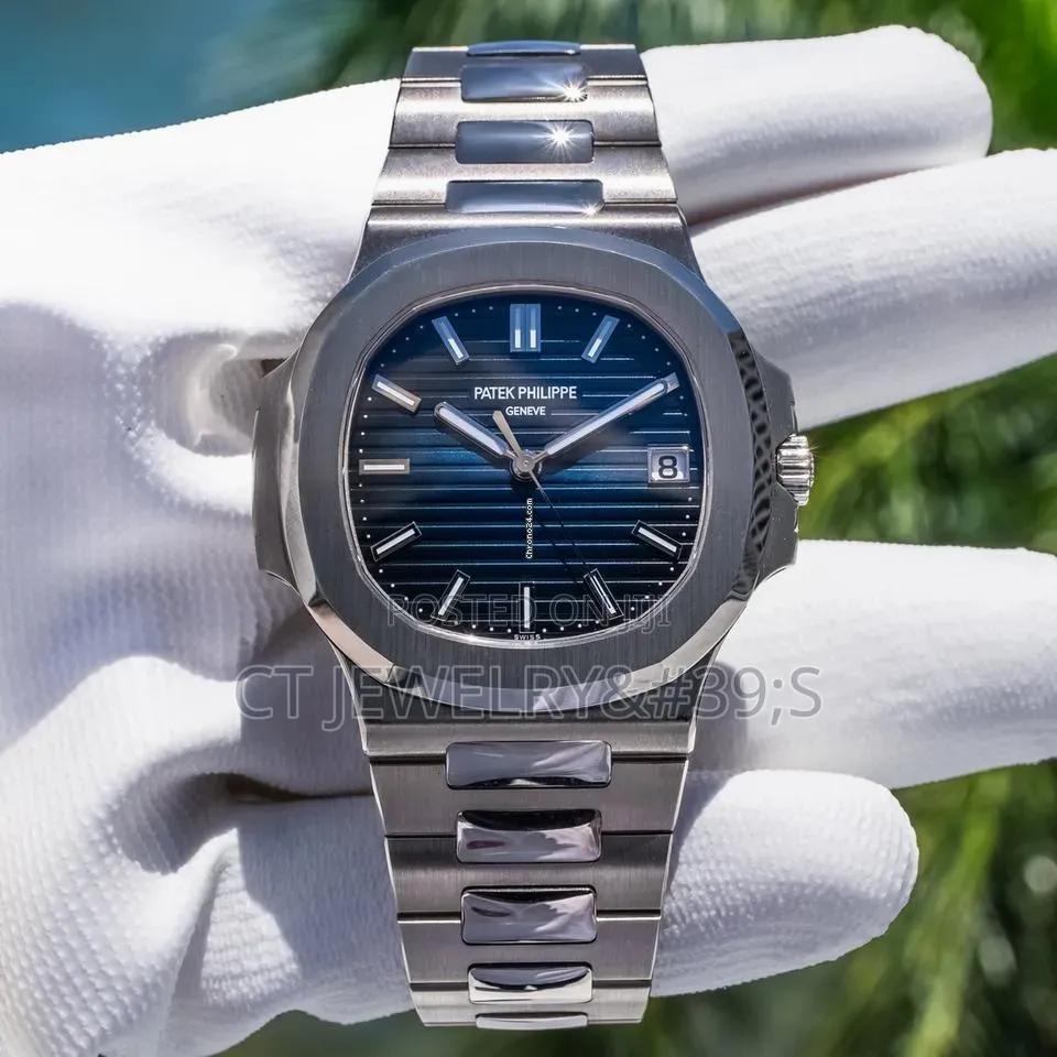 Patek Philippe Nautilus in Stainless Steel With a Blue Dial. Original