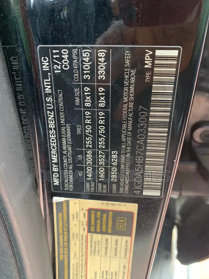 Mercedes-Benz M Class ML 350 4Matic 2012 Black