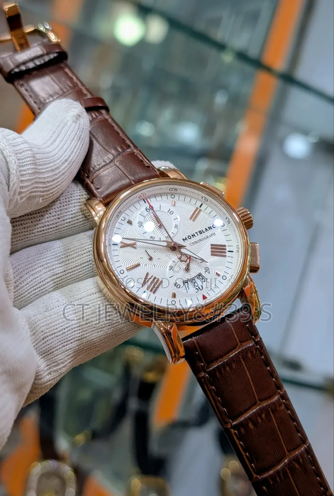Stainless Steel Mont Blanc Original Leather Strap