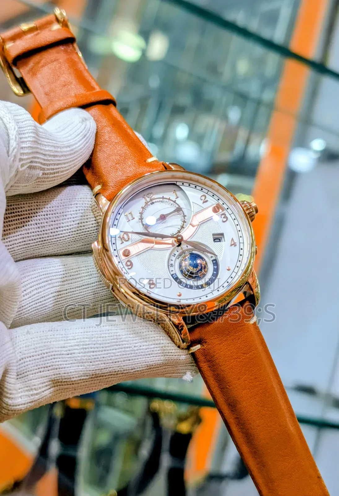 Stainless Steel Mont Blanc Original Leather Strap
